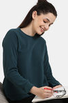 Zivame Cosy Rib Knit Poly Winterwear Sweatshirt - Dark Sea — thumbnail 1